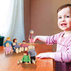 Jzszera baby dolls in wooden figures for toddler play.