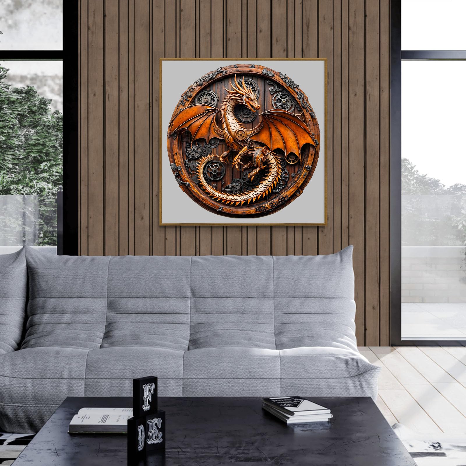 KAAYEE Dragon 3D puzzle on shelf display to inspire conversation.