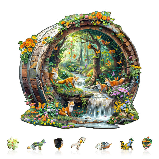 KAAYEE fox wooden puzzle assembly shows tactile interlocking pieces for a satisfying build.