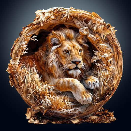 KAAYEE Lion King 3D puzzle front view reveals a vivid, immersive scene for family fun.