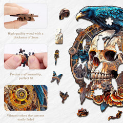 KAAYEE Mechanical Skull puzzle closeup: laser-cut accuracy for snug fits.
