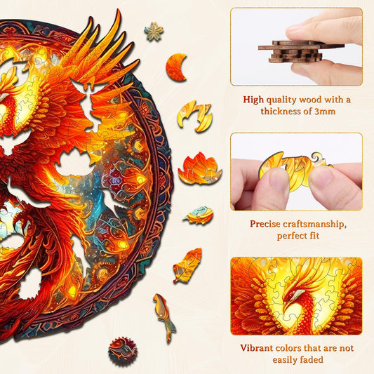 KAAYEE Phoenix puzzle pieces closeup highlights laser cut precision for tight fits