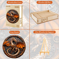 KAAYEE completed dragon puzzle adds artistic charm to a shelf or mantel.
