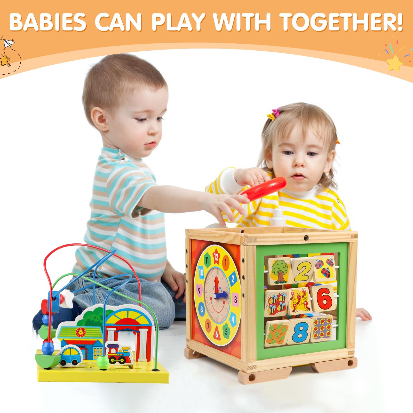 KABENFIS wooden activity cube animal matching maze improves visual tracking skills