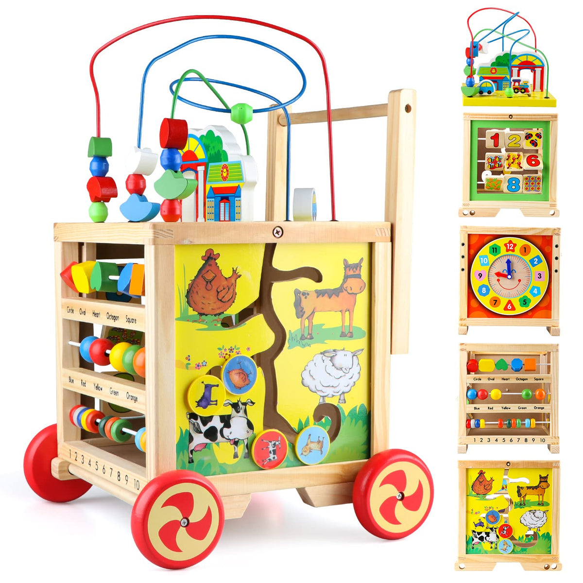 KABENFIS wooden activity cube bead maze supports fine motor development during play