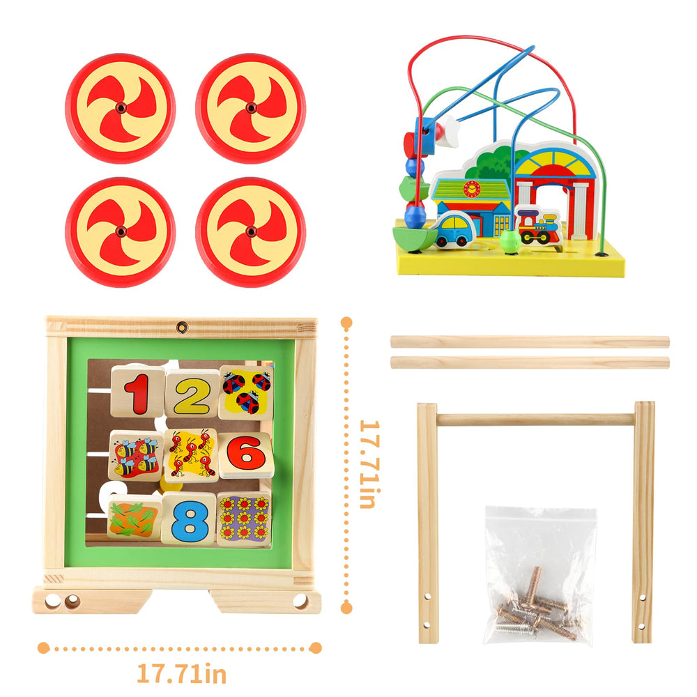 KABENFIS wooden activity cube smooth edges and durable natural wood construction