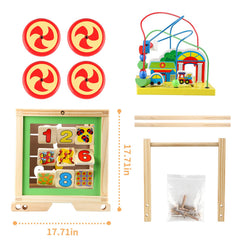 KABENFIS wooden activity cube smooth edges and durable natural wood construction