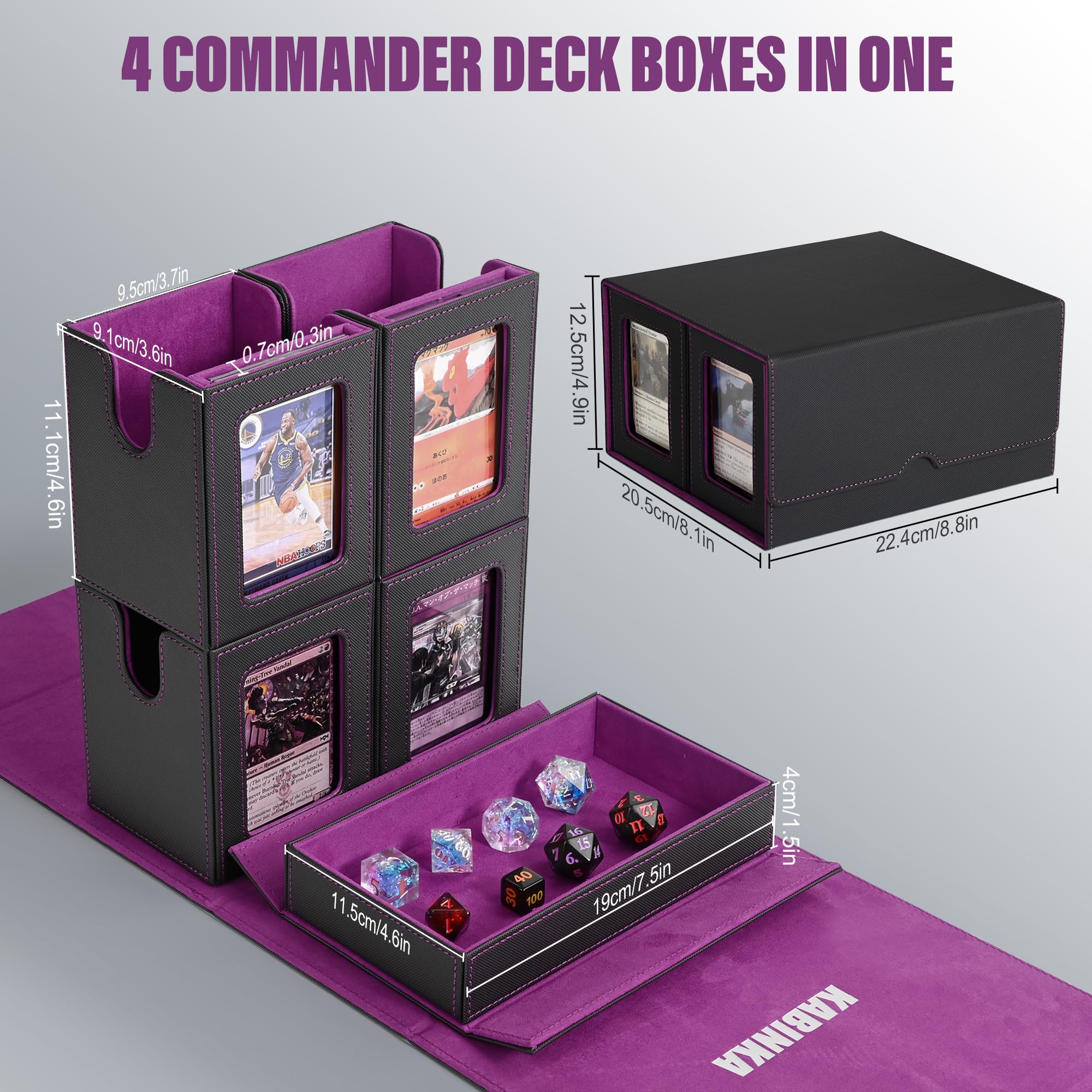 Kabinka Commander deck box stores 100+ double-sleeved cards per case for prep.