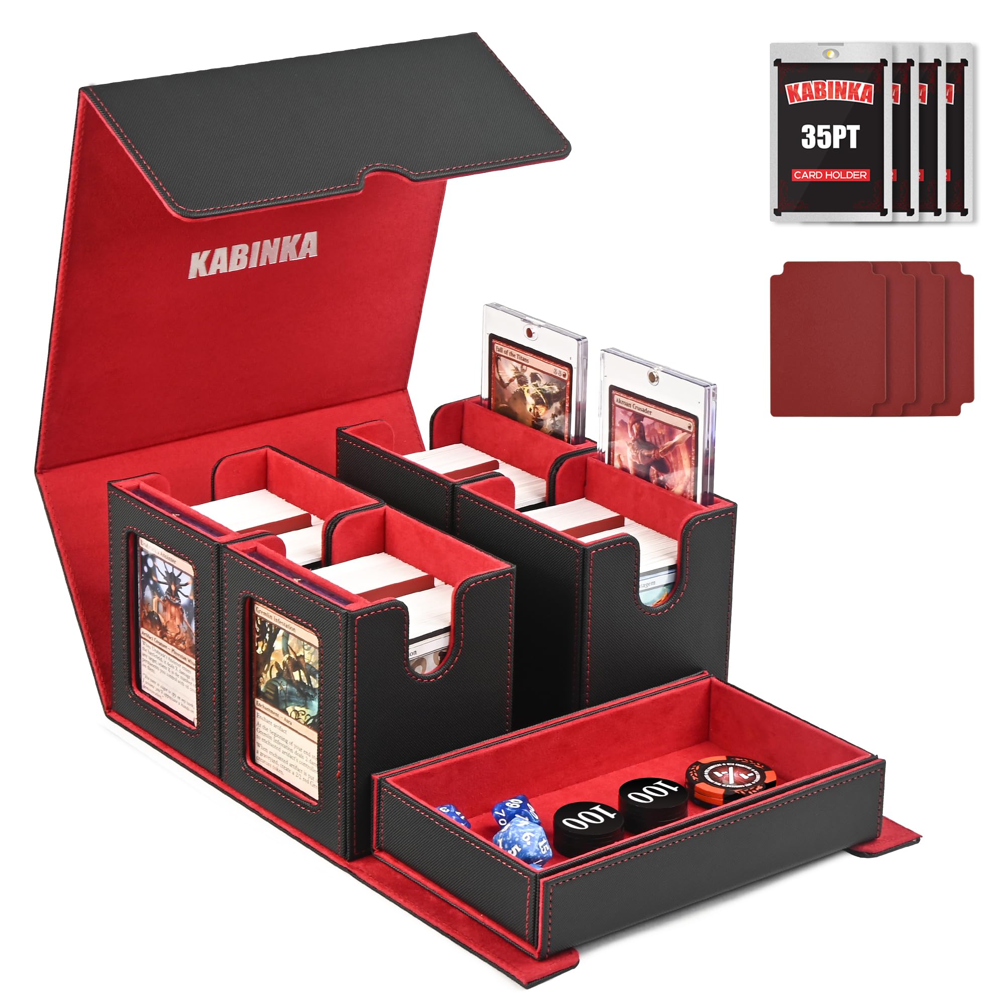 Kabinka Commander deck box with display window highlights rare cards.
