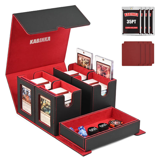 Kabinka Commander deck box with display window highlights rare cards.