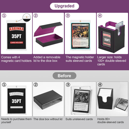 Kabinka Commander deck box display window showcases cards for quick access during matches.