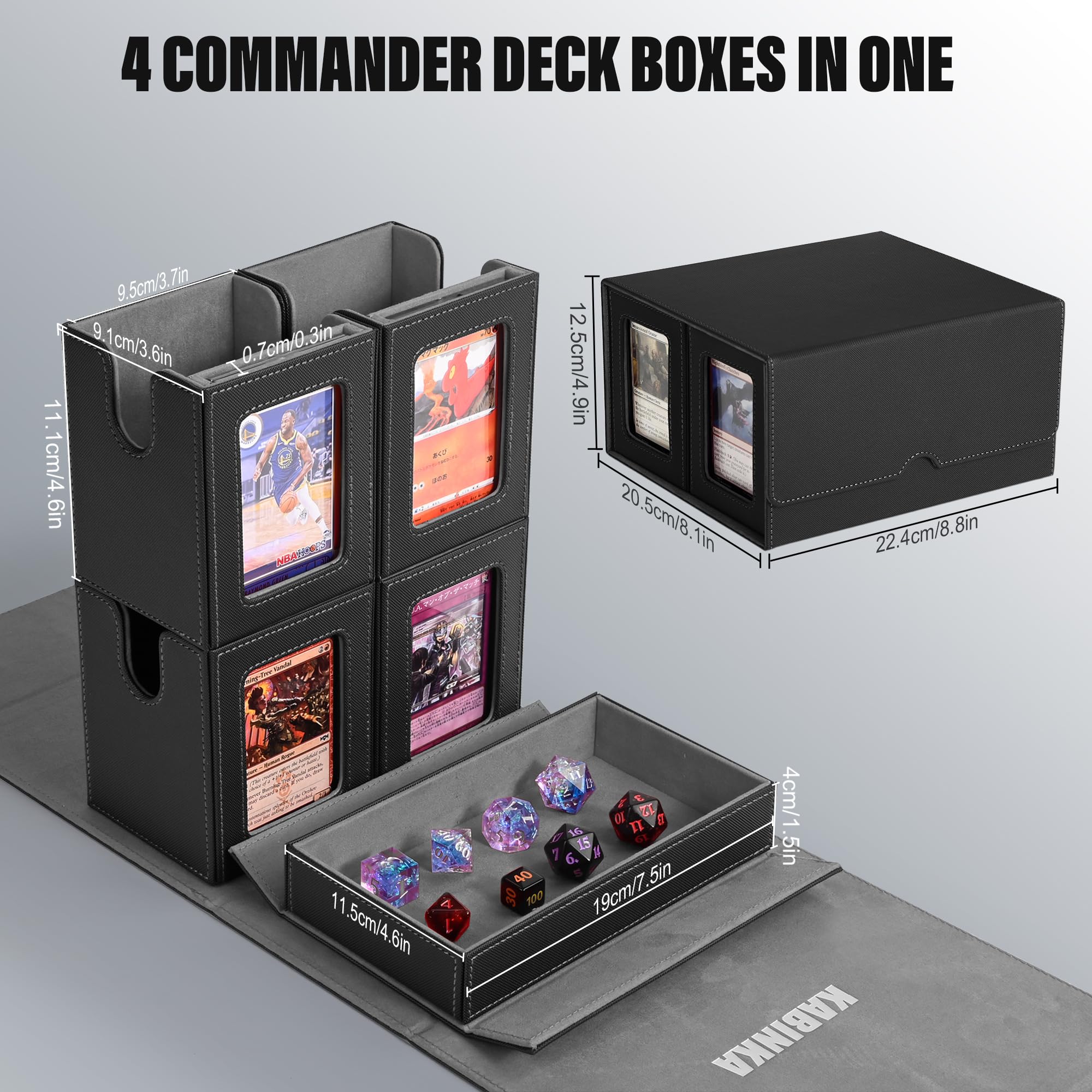 Kabinka Commander Deck Box soft fiber lining guards cards from scratches.