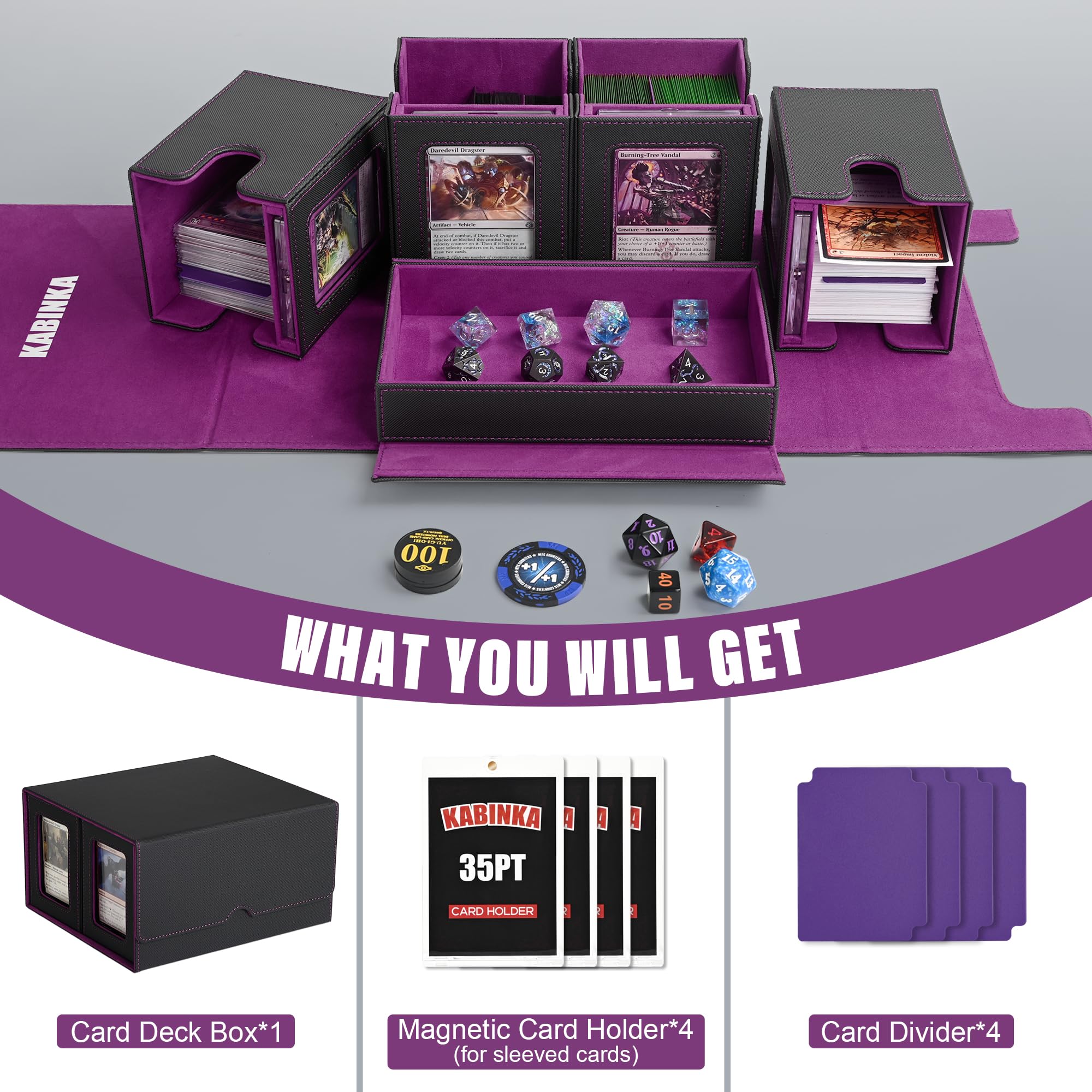 Kabinka Commander deck box soft fiber lining protects cards from scratches.