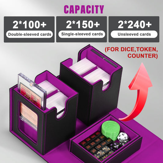Kabinka deck box with magnetic card holders keeps decks organized during travel.