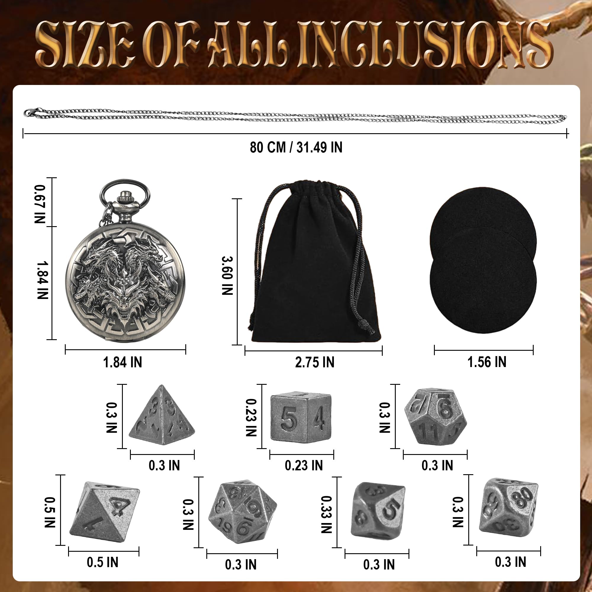 Kabinka dragon pattern mini dice set for stylish RPG sessions