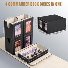 Kabinka high-capacity box holds 100 double-sleeved decks per compartment