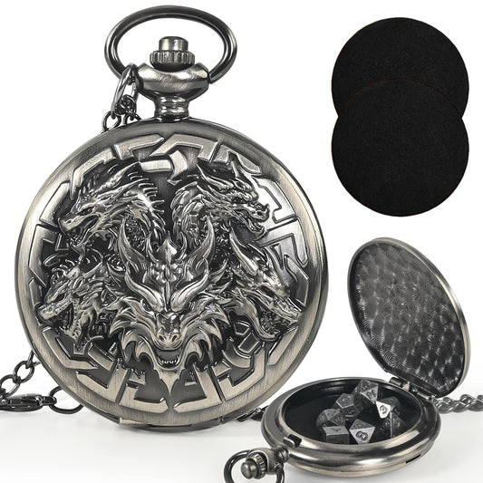 Kabinka DND dice in pocket watch shell for portable gameplay on the go