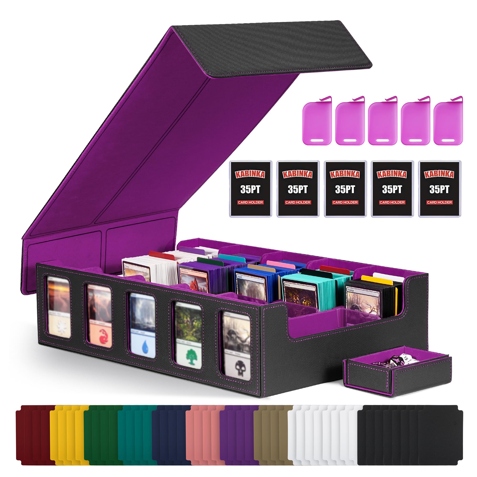 Kabinka trading card storage box with commander display windows for quick access.