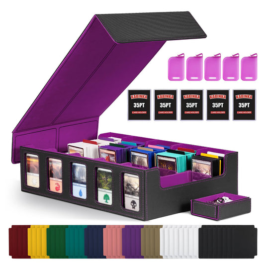 Kabinka trading card storage box with commander display windows for quick access.