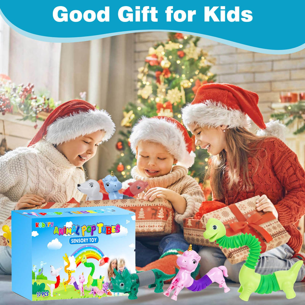 Kabvry Animal Pop Tubes dolphin shape for soothing sensory exploration during travel.