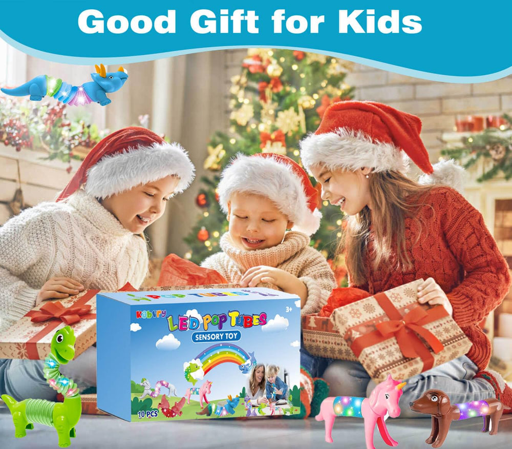 Kabvry LED unicorn Animal Pop Tube inspires imaginative play with light effects.