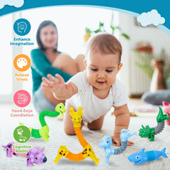 Kabvry Animal Pop Tubes long-necked dinosaur for calming, portable play.
