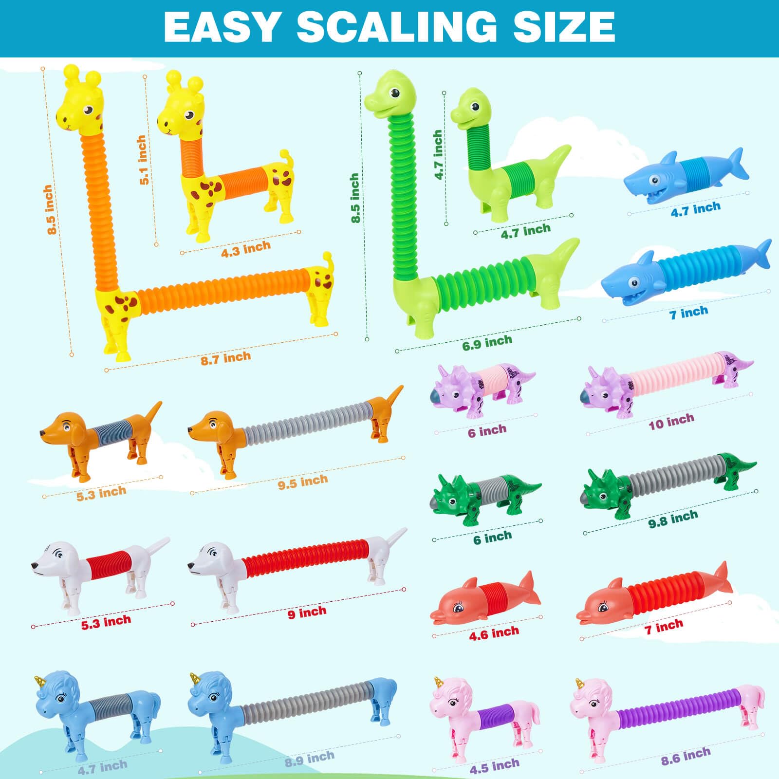 Kabvry Animal Pop Tubes shark shape for gripping play and portable fun.