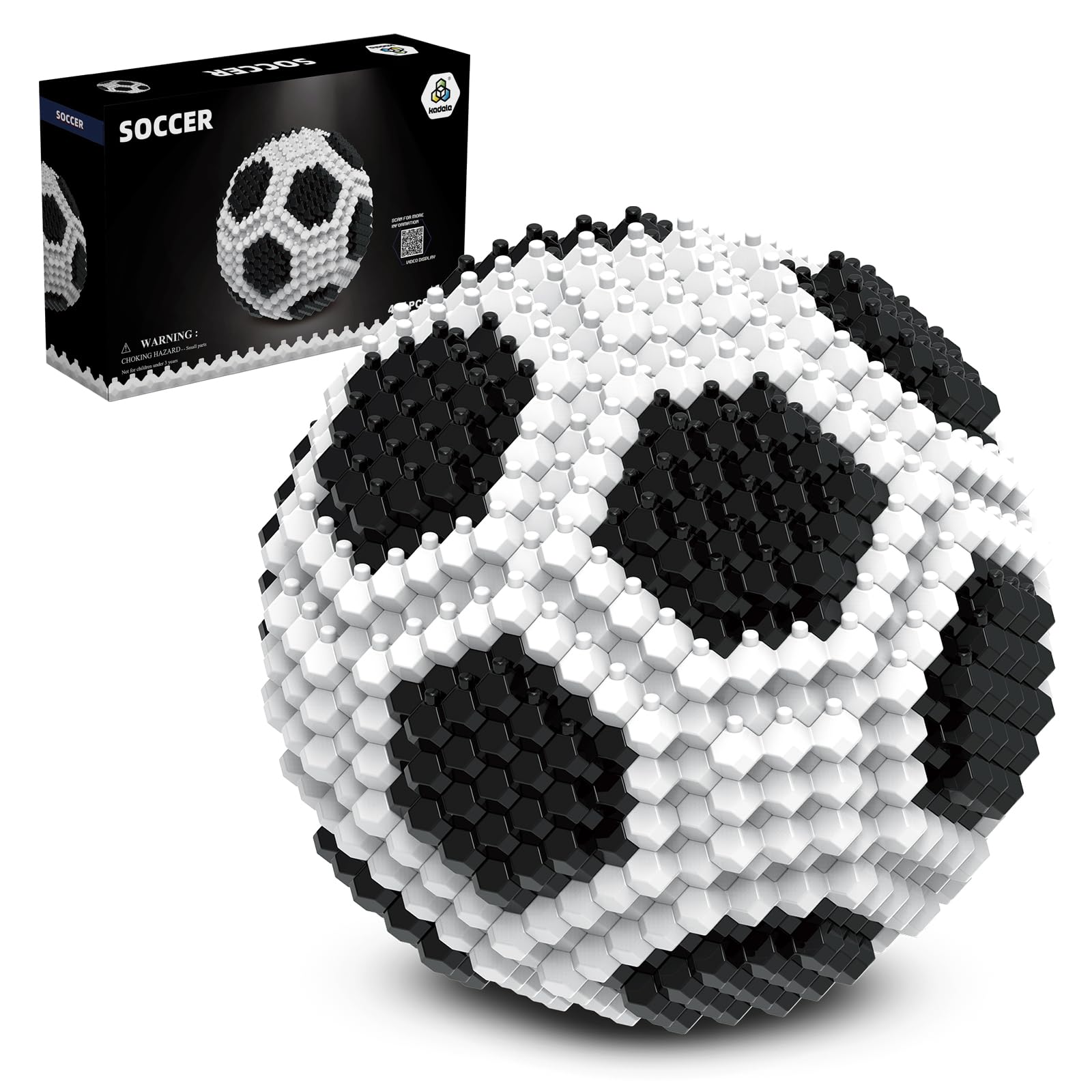 KADELE soccer ball assembly demonstrates intricate polyhedral design for desk display.