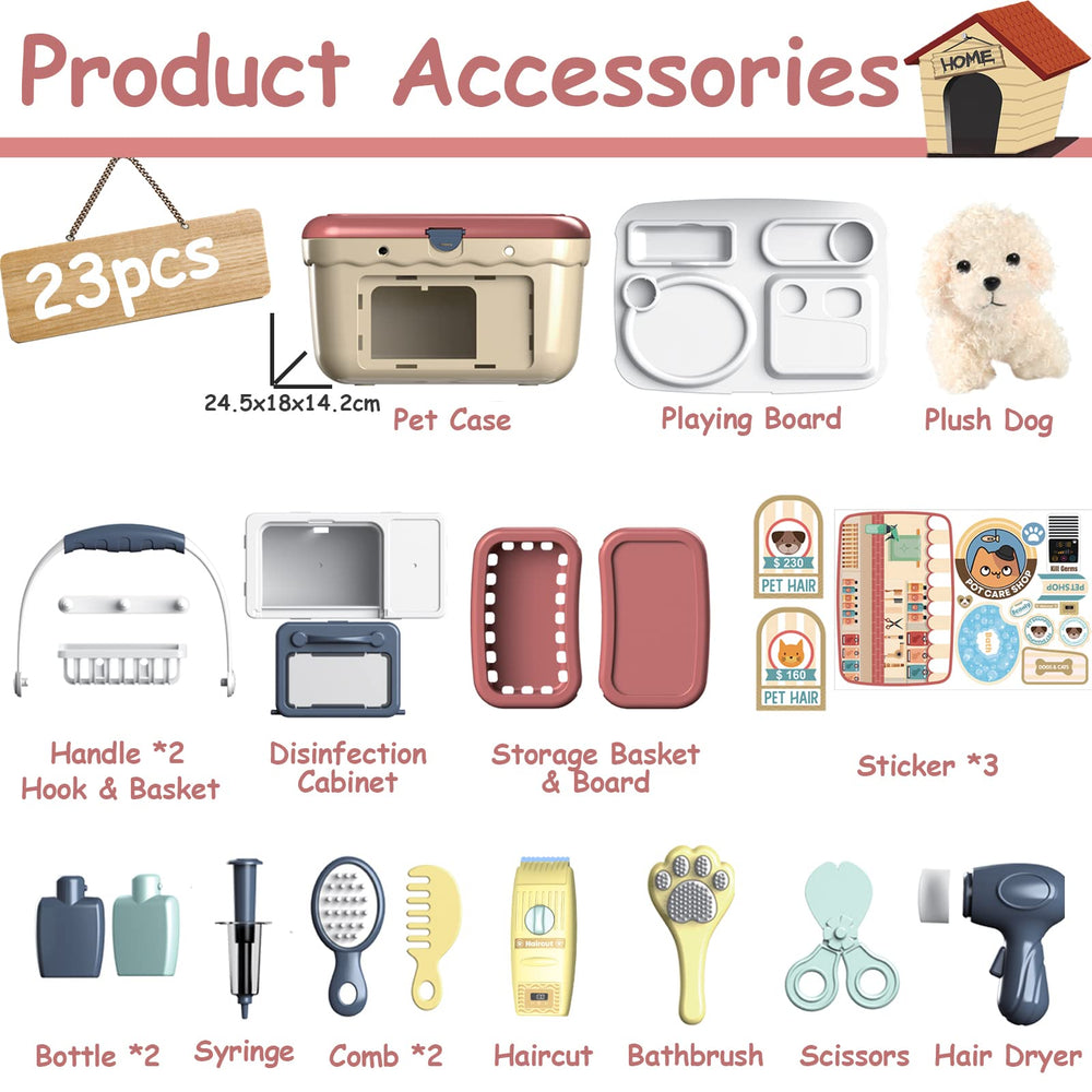 KAEGREEL Pet Care Playset bath bottle for pretend pet washing rituals.