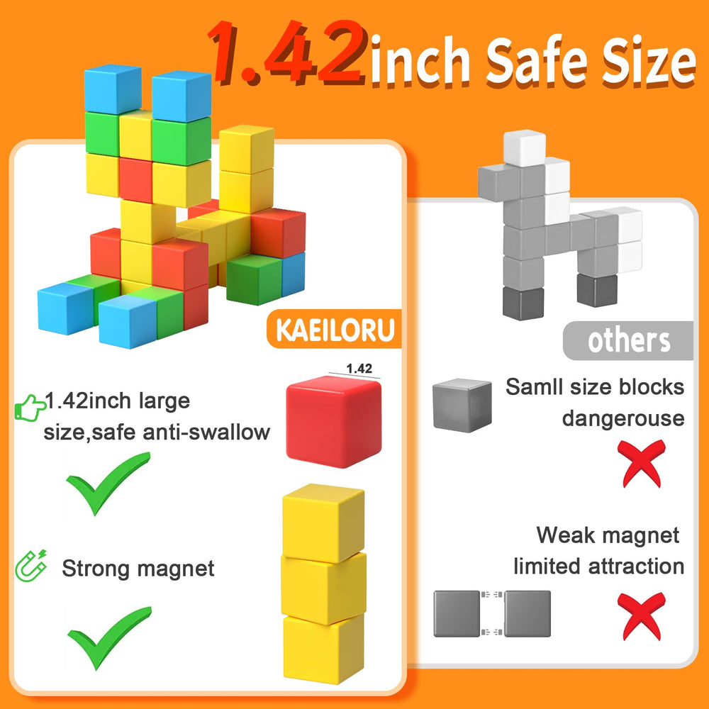 KAEILORU magnetic blocks with 360-degree rotation encourage smooth building play.