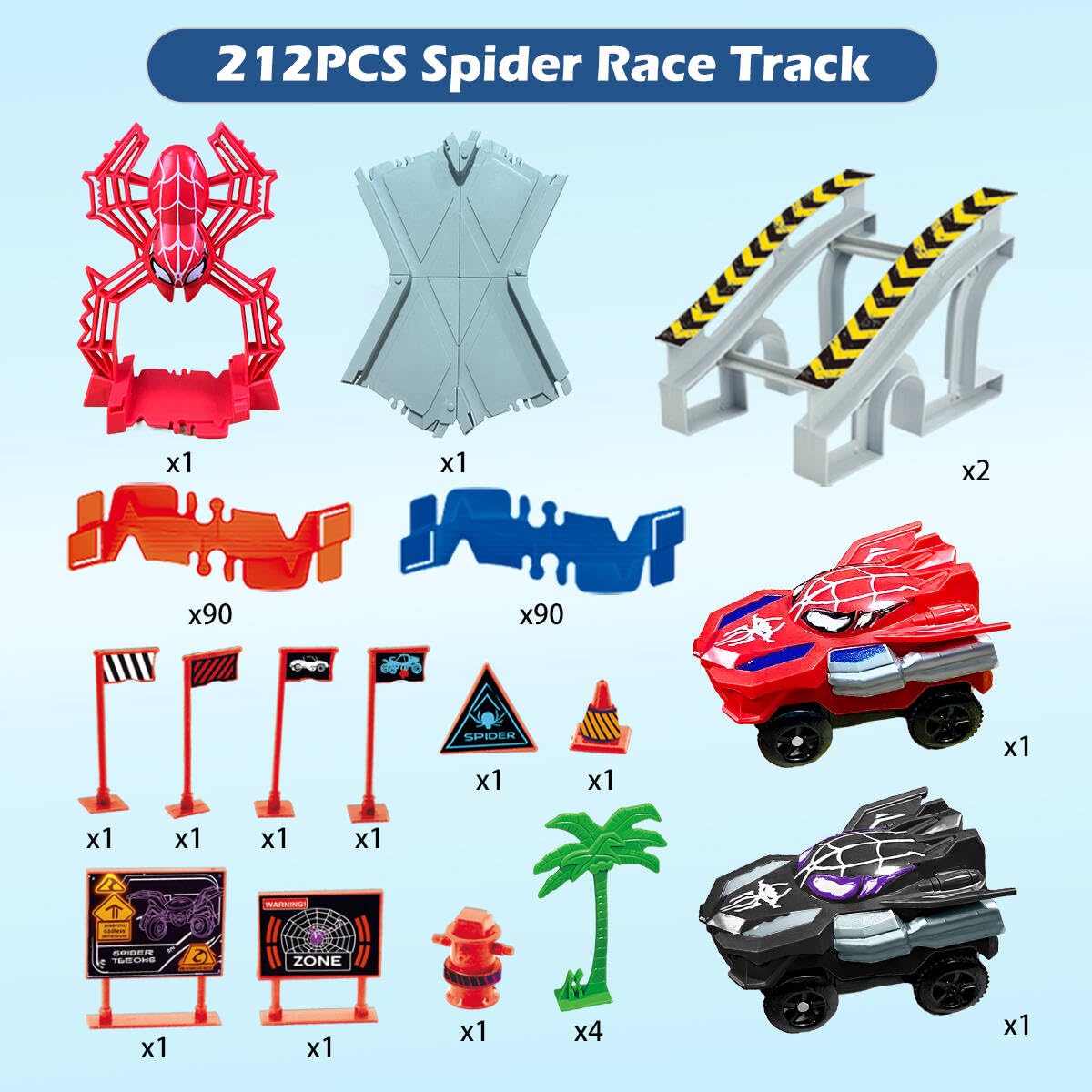 KaeKid Spider Track traffic signs guide safe, imaginative driving scenarios