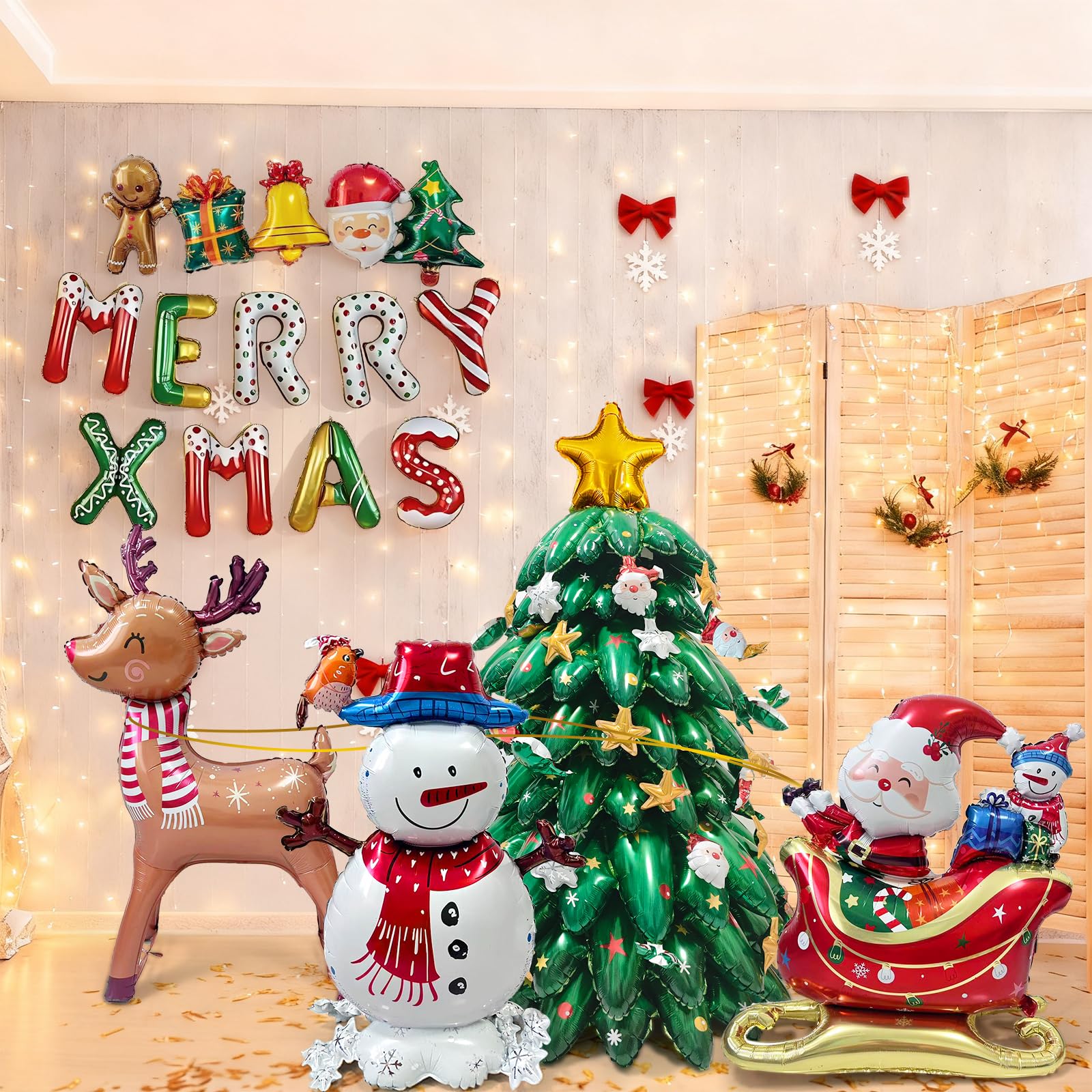KaelidThrum Christmas balloon collection anchors a bold holiday display.