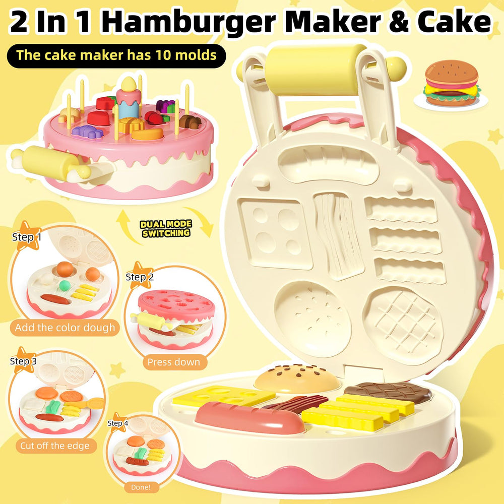 Kaelinda 77Pcs hamburger maker center for complete pretend meals and storytelling