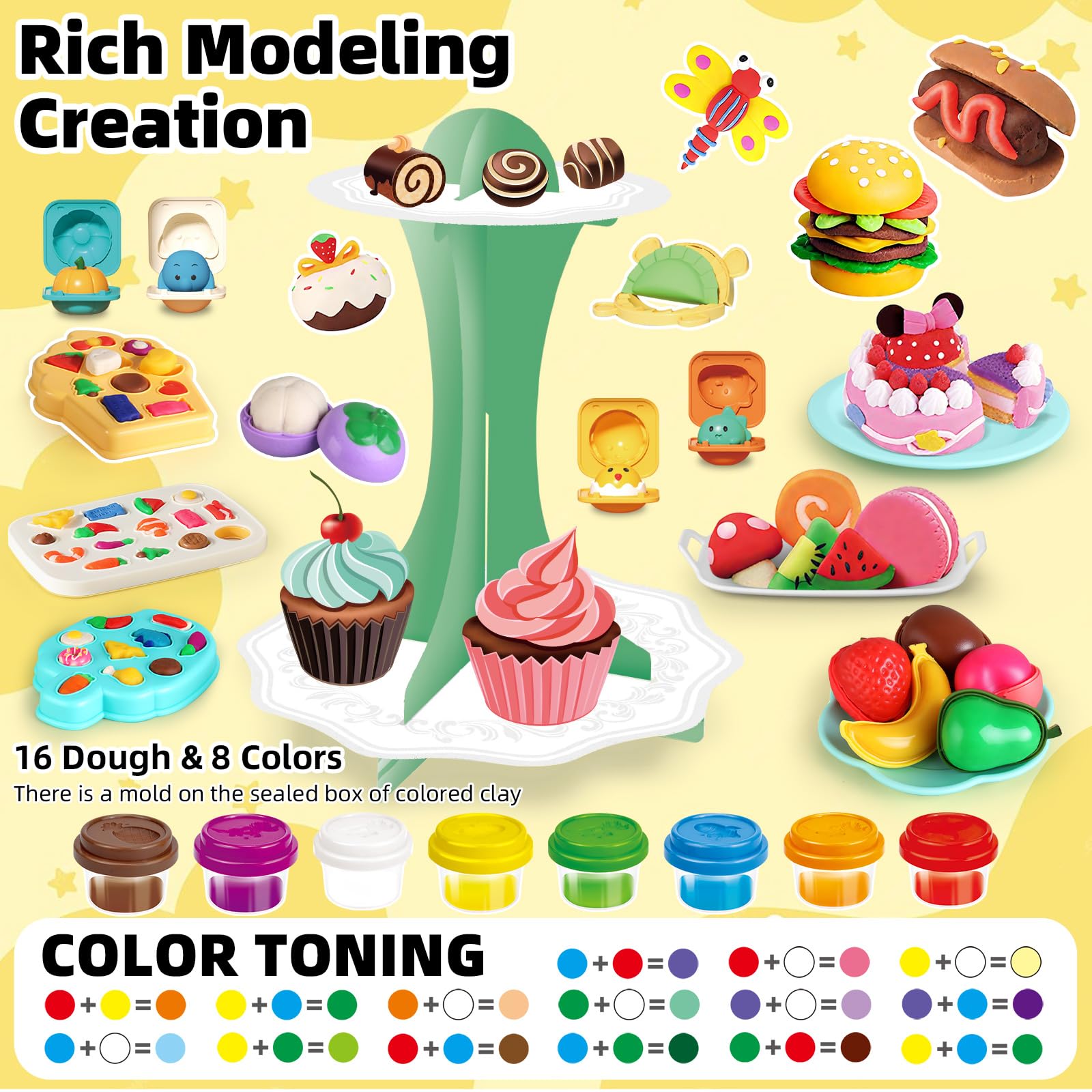Kids enjoying Kaelinda 77Pcs playdough set during a creative playtime session