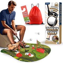 Kaelinda Toilet Golf Game mat set up for playful bathroom moments and quick laughs
