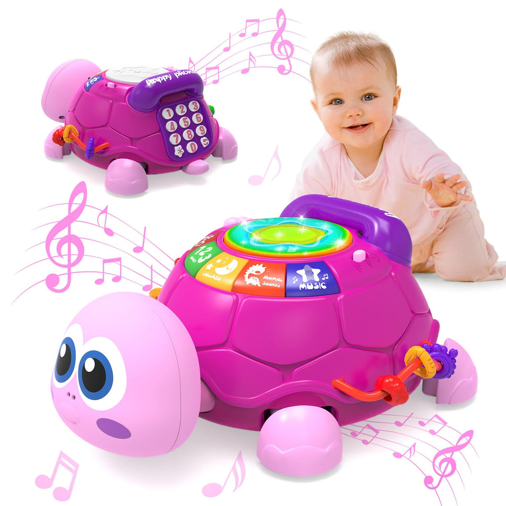 KaeoHye musical turtle toy pink close-up with soft lights and safe edges