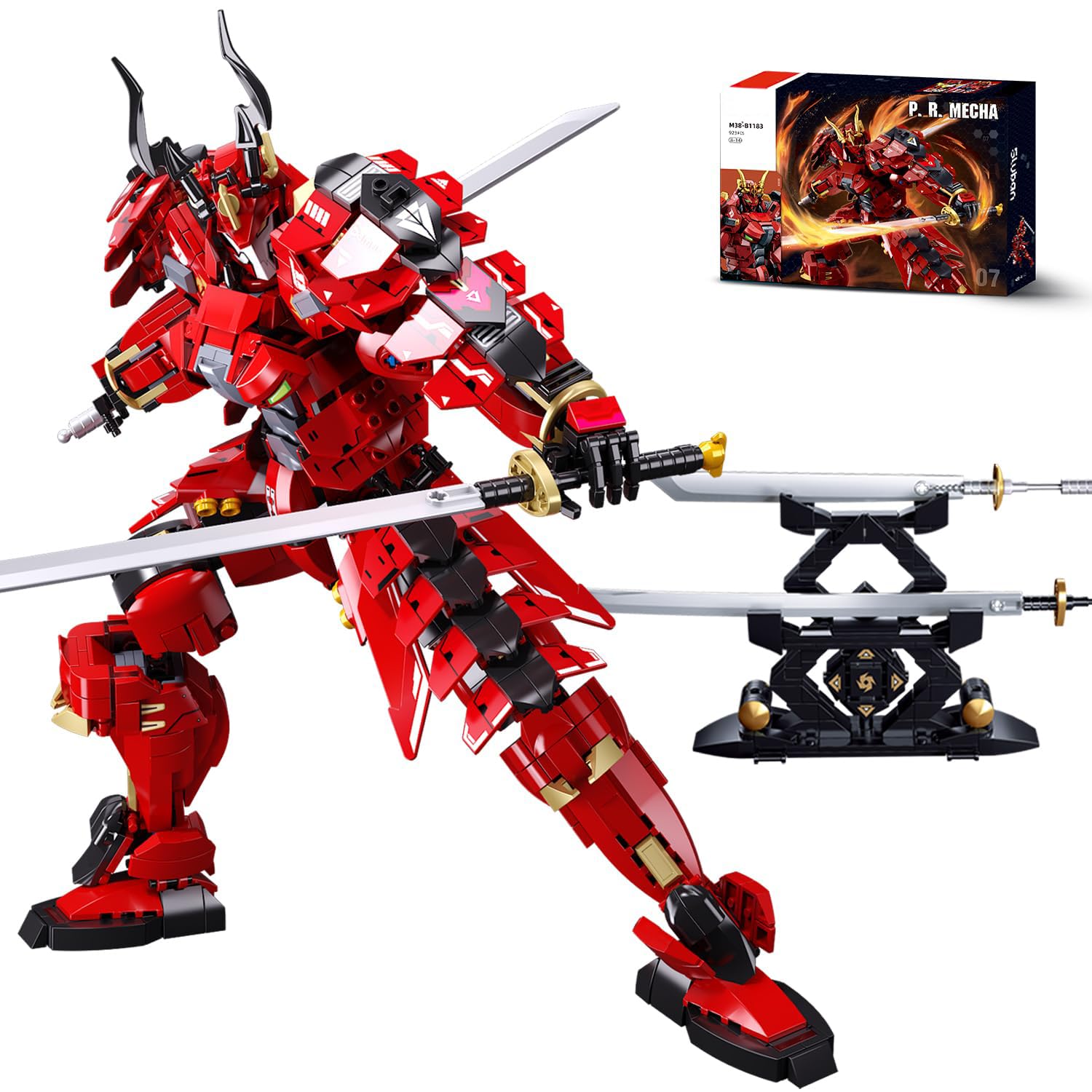 Kafei samurai warrior sword assembly with bold red and black armor for immersive play