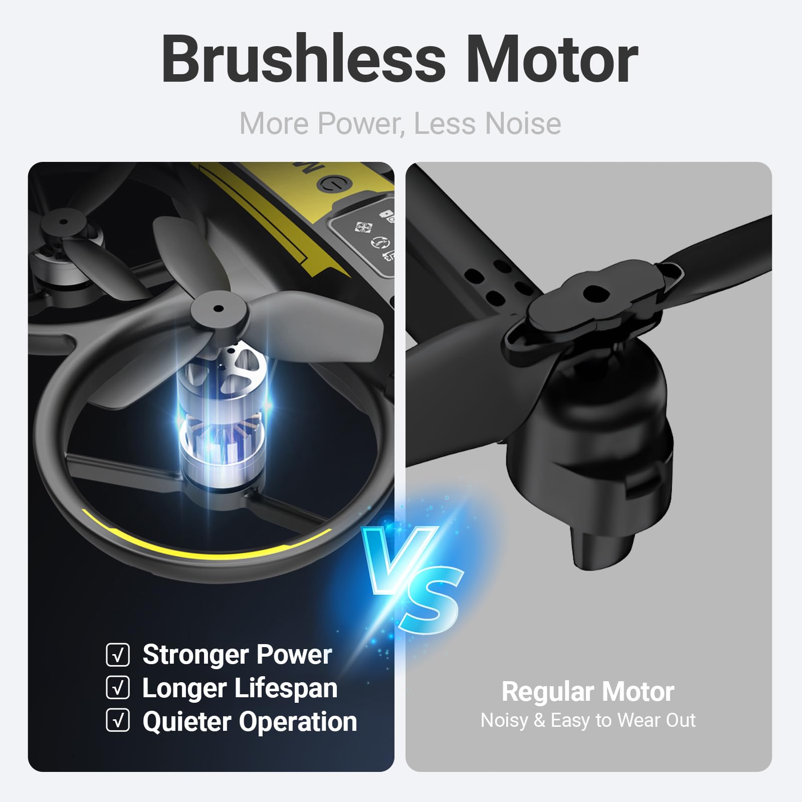 KAGEEN drone with brushless motors delivers quieter, smoother power.