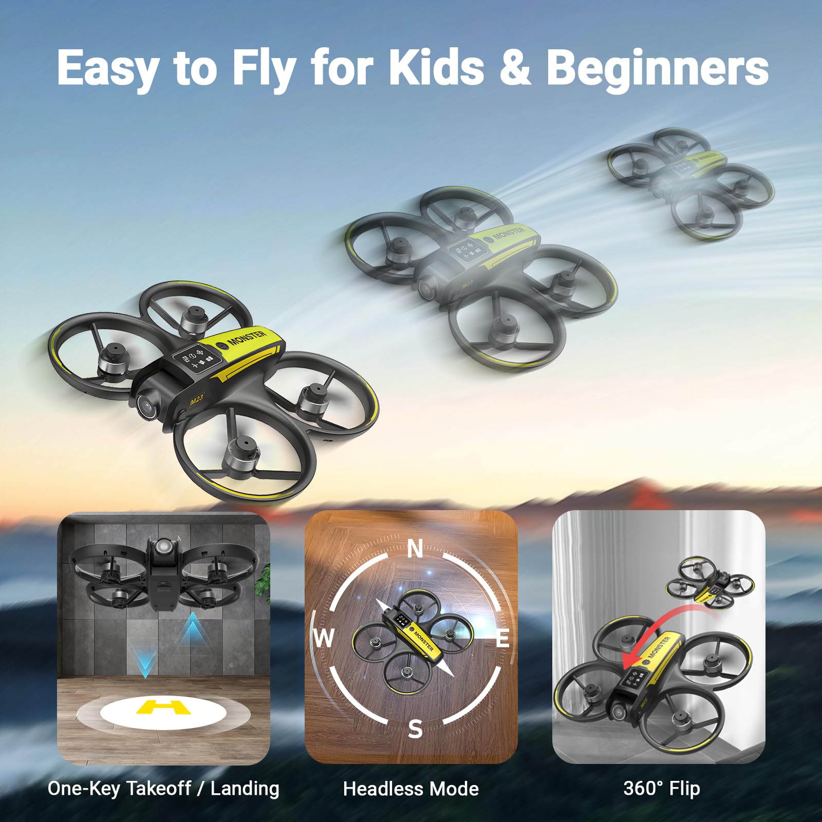 KAGEEN drone with 90-degree camera supports flexible framing.
