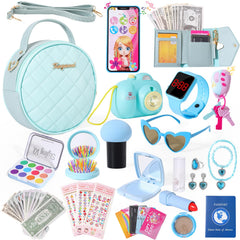 Kagenmi Play Purse blue purse with accessories for imaginative dress-up and pretend play.