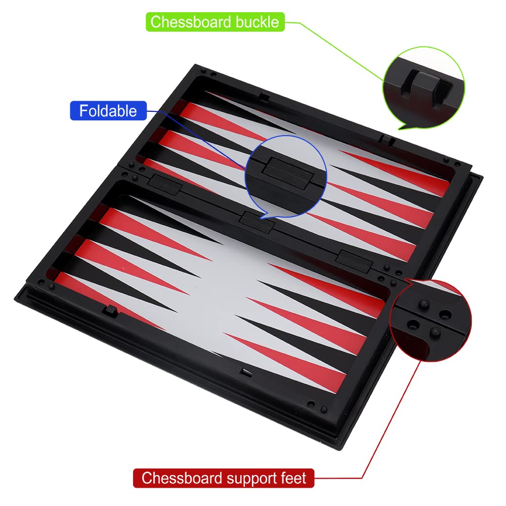 KAILE 3-in-1 multi-game board for chess, checkers, and backgammon.