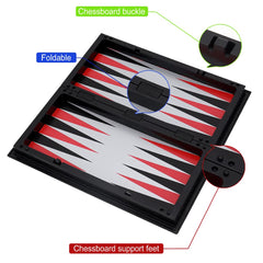 KAILE 3-in-1 multi-game board for chess, checkers, and backgammon.