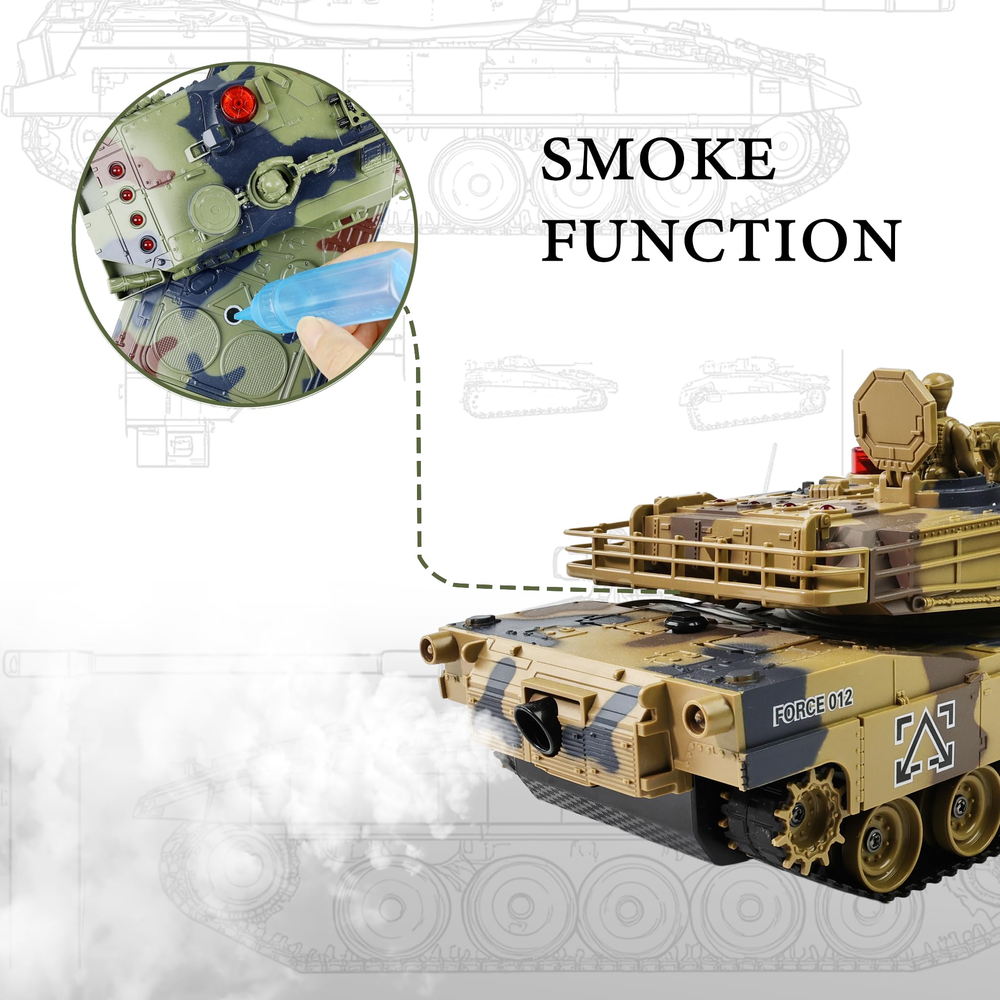 KAIM 1/24 RC Tank smoke effect and lights enhancing realism