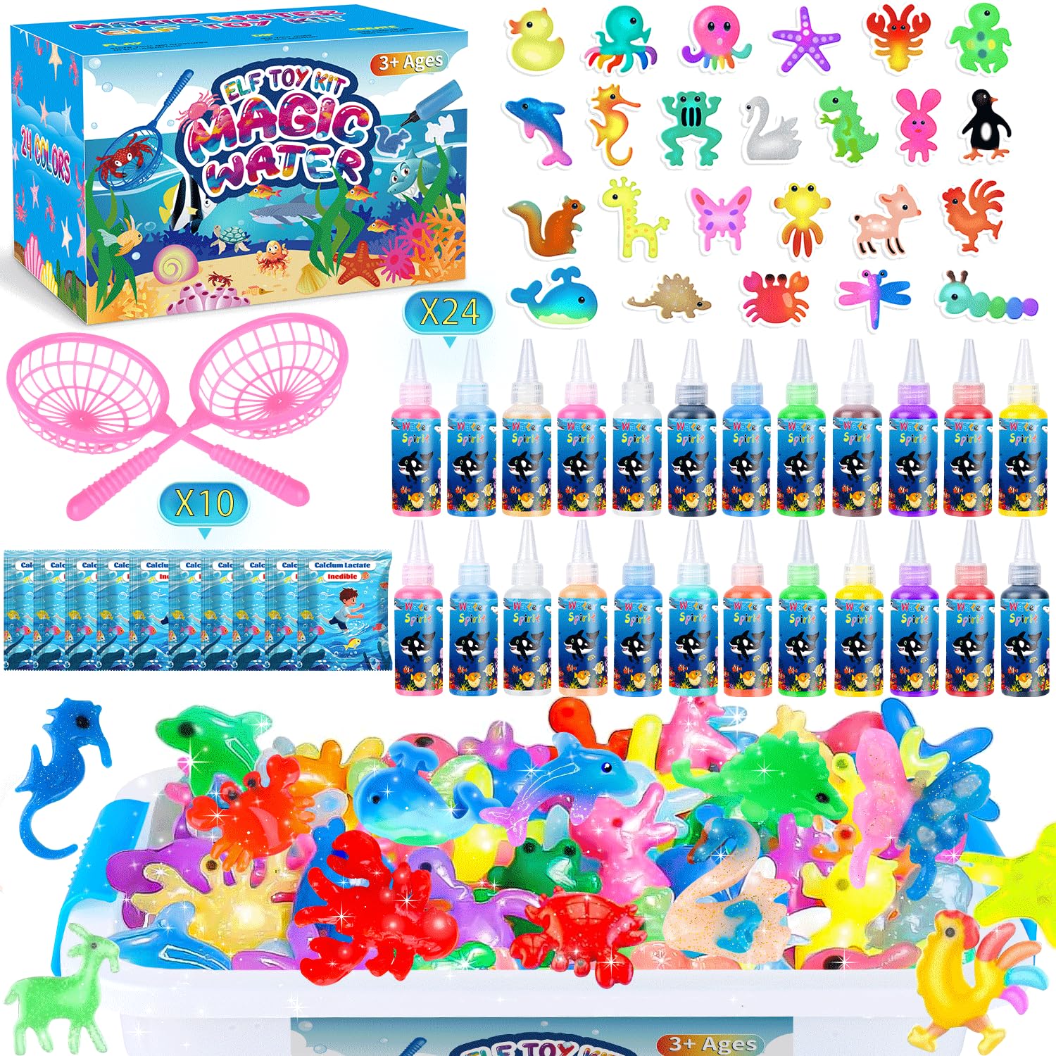 KAISASA Magic Water Elf Toy Kit box showing contents for easy gifting.