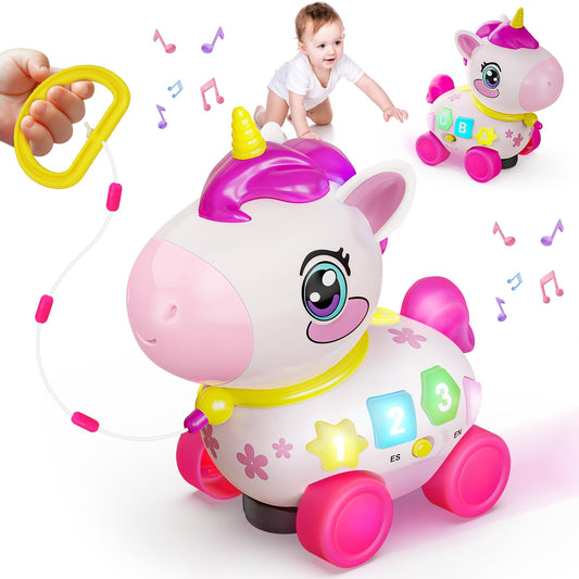 KAISASA Unicorn Toy Sit mode with lights supports early motor skills and sensory play.