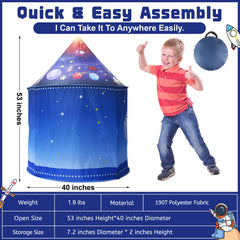 KAIVEE Rocket Ship pop up tent compact folded for easy storage.
