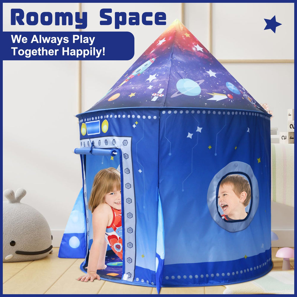 KAIVEE Rocket Ship pop up tent space design invites explore-and-imagine adventures.