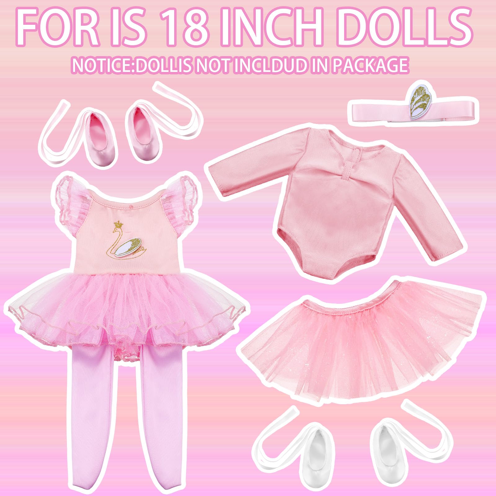 Kajaia 18-inch doll clothes set offers easy mix-and-match outfits.