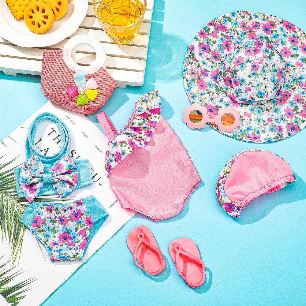 Kajaia second two-piece swimsuit for 18-inch dolls, mix-and-match ready.