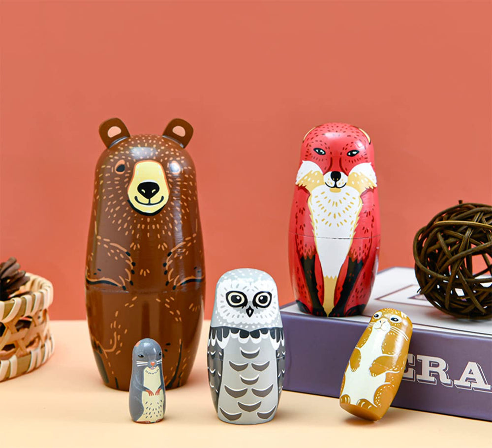 Kakeah nesting dolls fox detail, colorful layers spark storytelling and fine motor fun.